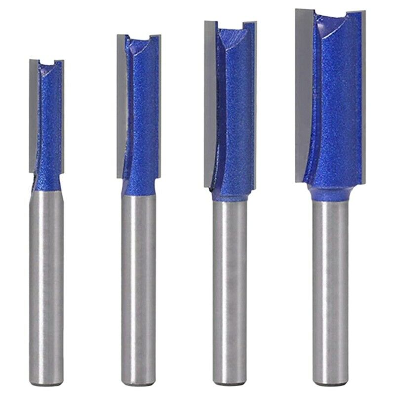 4Pcs Straight Cut Router Bits 1/4-Inch Shank Double Flute Straight Router Bit U5