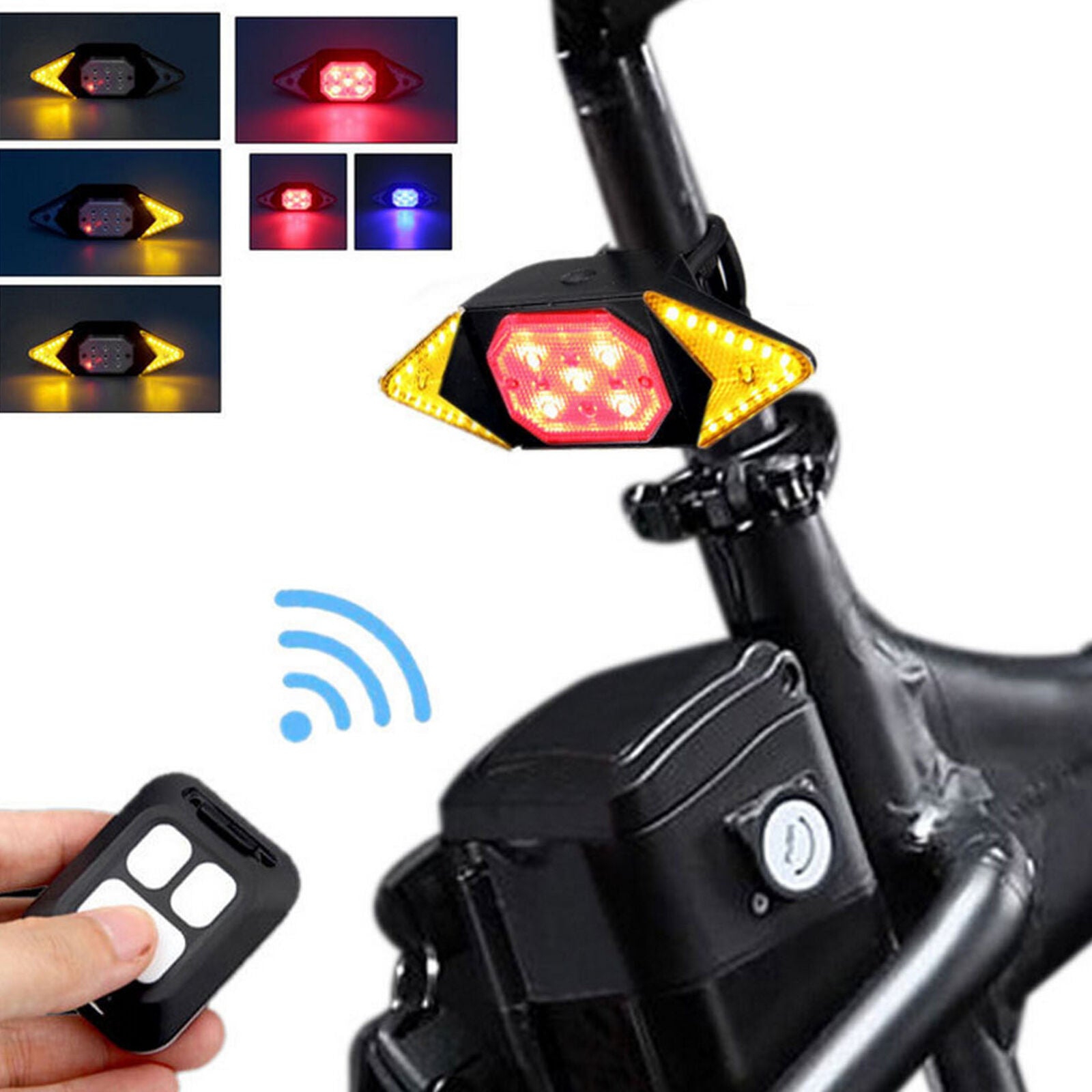 LED Bicycle USB Indicator Bike Rear Tail Turn Signal Light Wireless Remote
