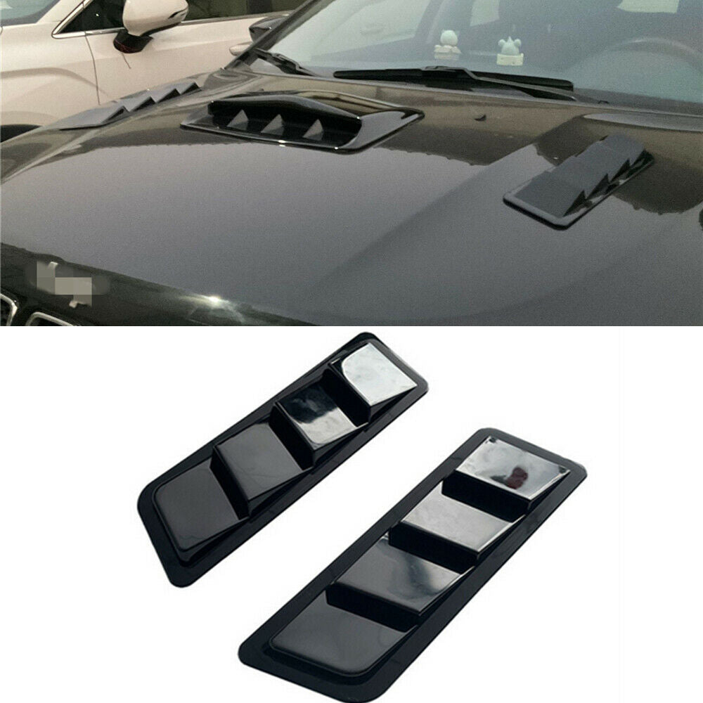Glossy Black Car Decorative Air Flow Intake Hood Scoop Vent Cover Universal Kit