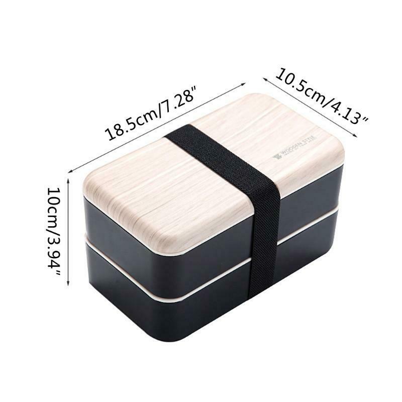 Wooden Cover Double-layer PS PP PE Material Lunch Boxes Microwavable for Student
