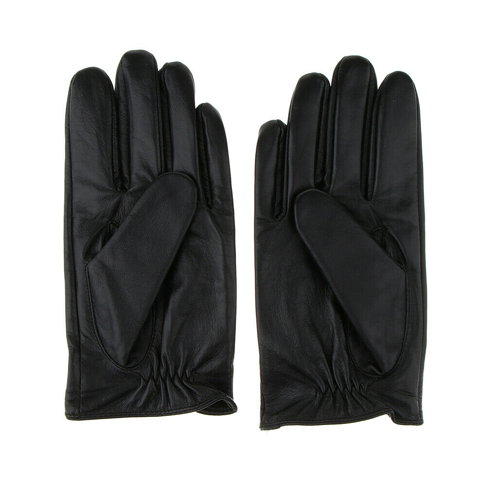 Men Retro Black Leather Driving Gloves Lined Screen - Black, M
