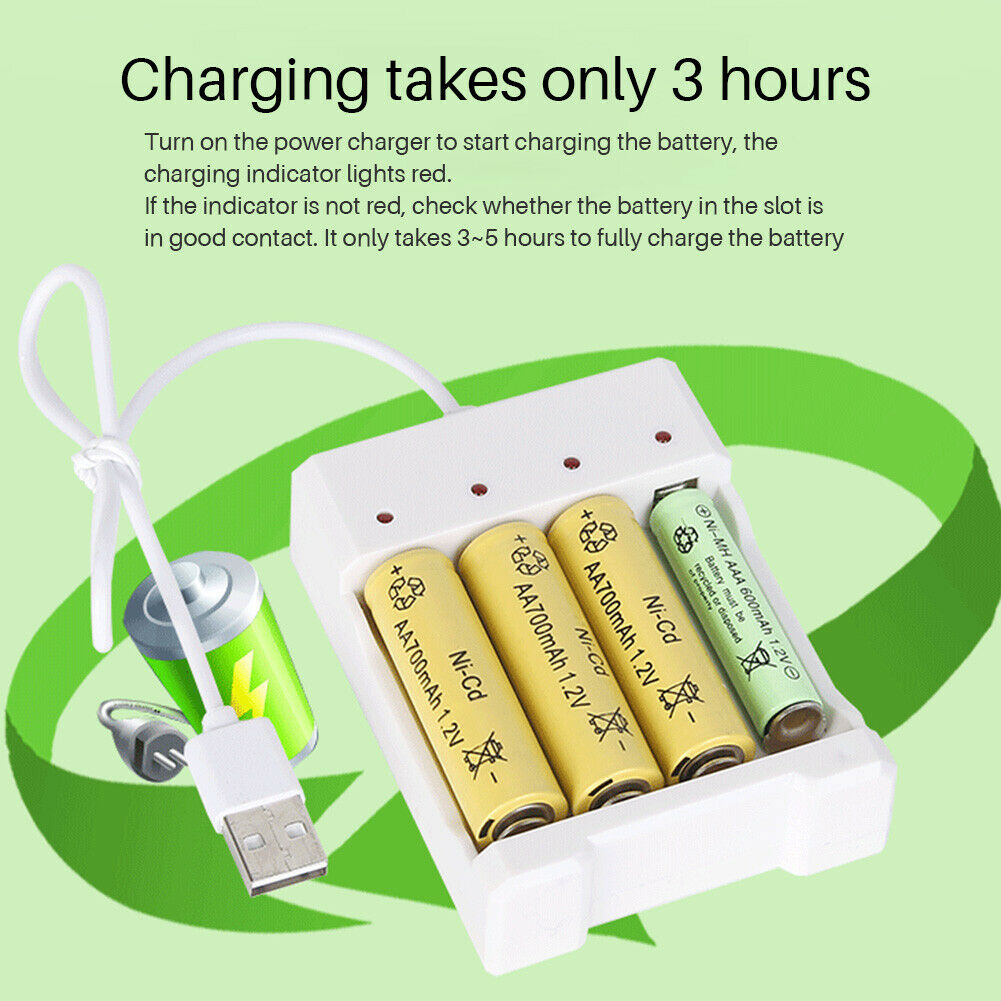 DC 5V USB Fast Charging Battery Charger AAA and AA Rechargeable Battery Station