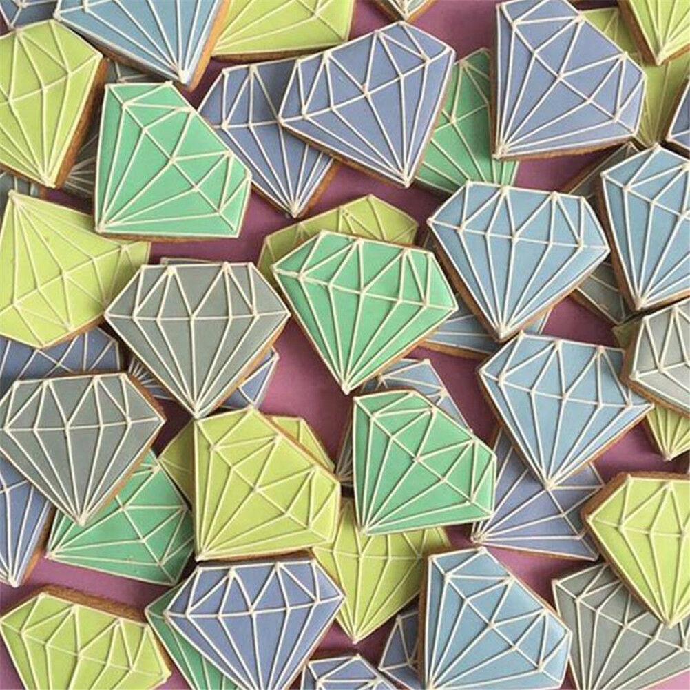 diamond shaped stainless steel cutter biscuit cookie mold baking decor too.l8