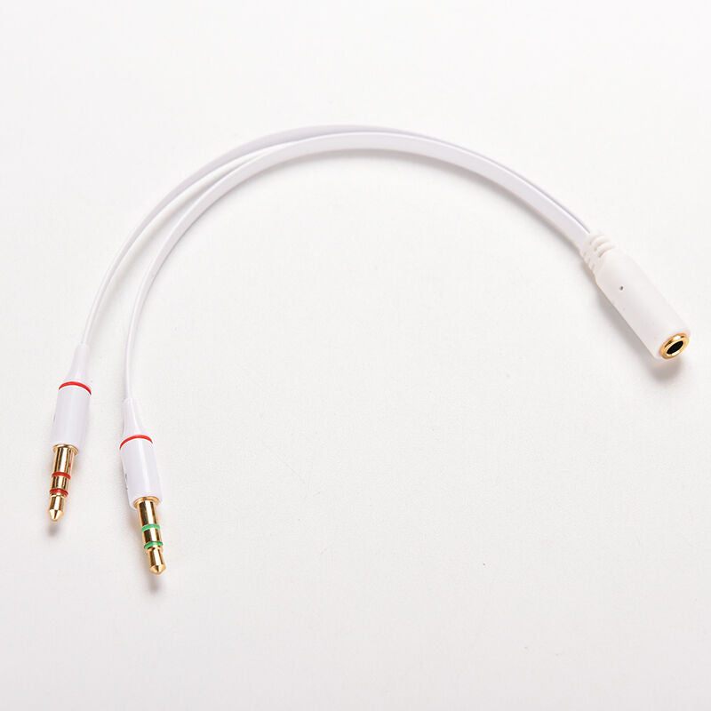 3.5mm Y Splitter CableBDemale to Dual Male Earphone Mic Audio Convert.l8