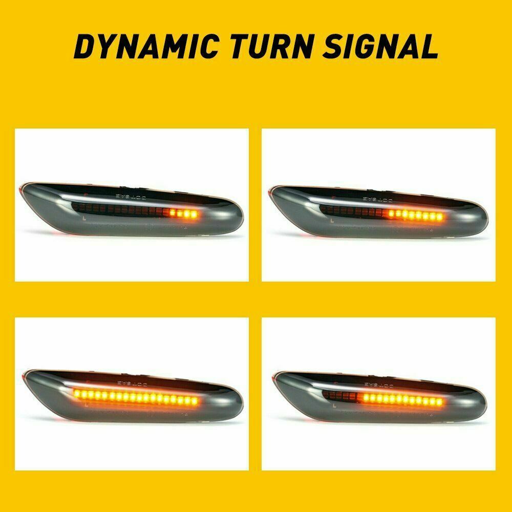 For BMW E46 E90 E60 E91 E92 E93 E82 Smoke Dynamic LED Side Marker Light Pair
