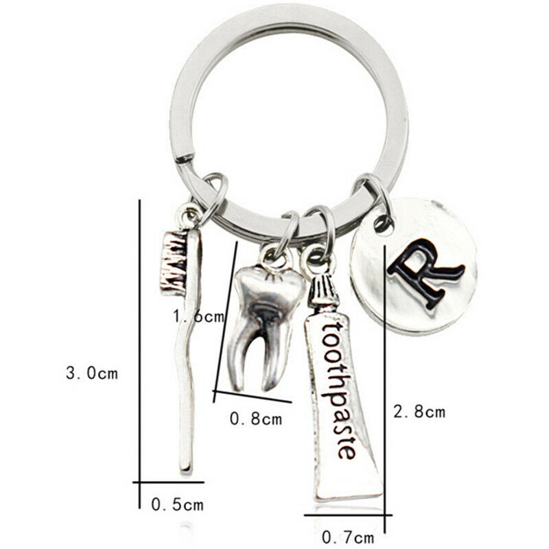 Dentist Key Ring Toothpaste Tooth Toothbrush Dental Hygienist Initial Chai.l8