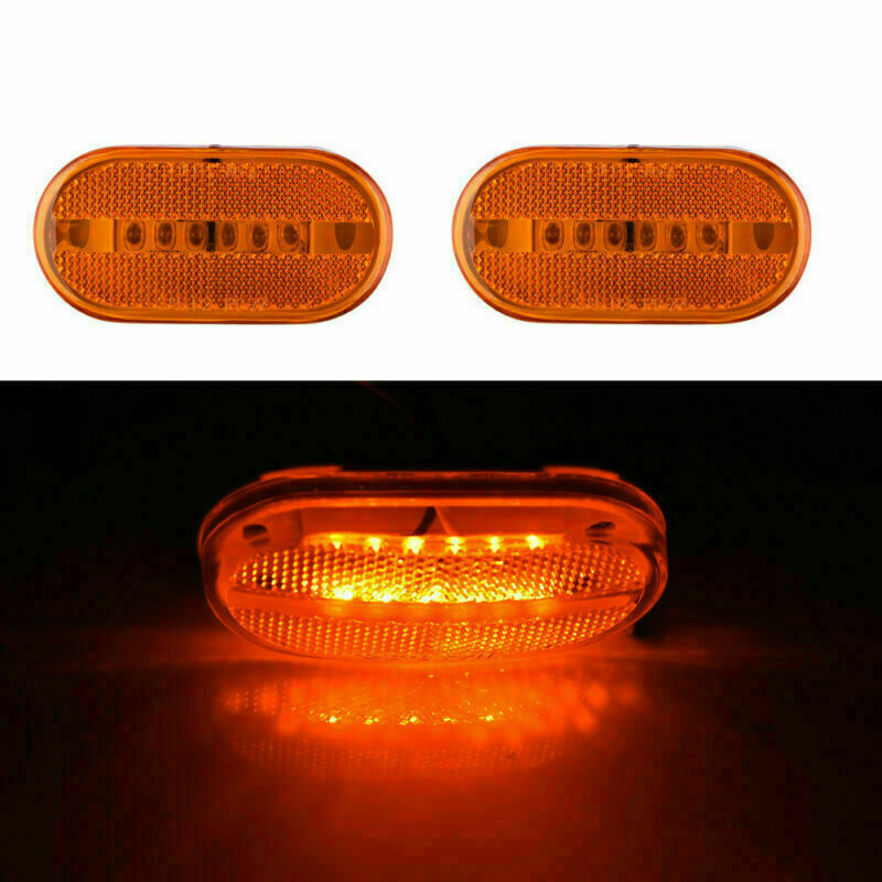 2pcs 4" Oval Clearance Amber LED Lamp 6 Diode Trailer Truck Side Marker Light