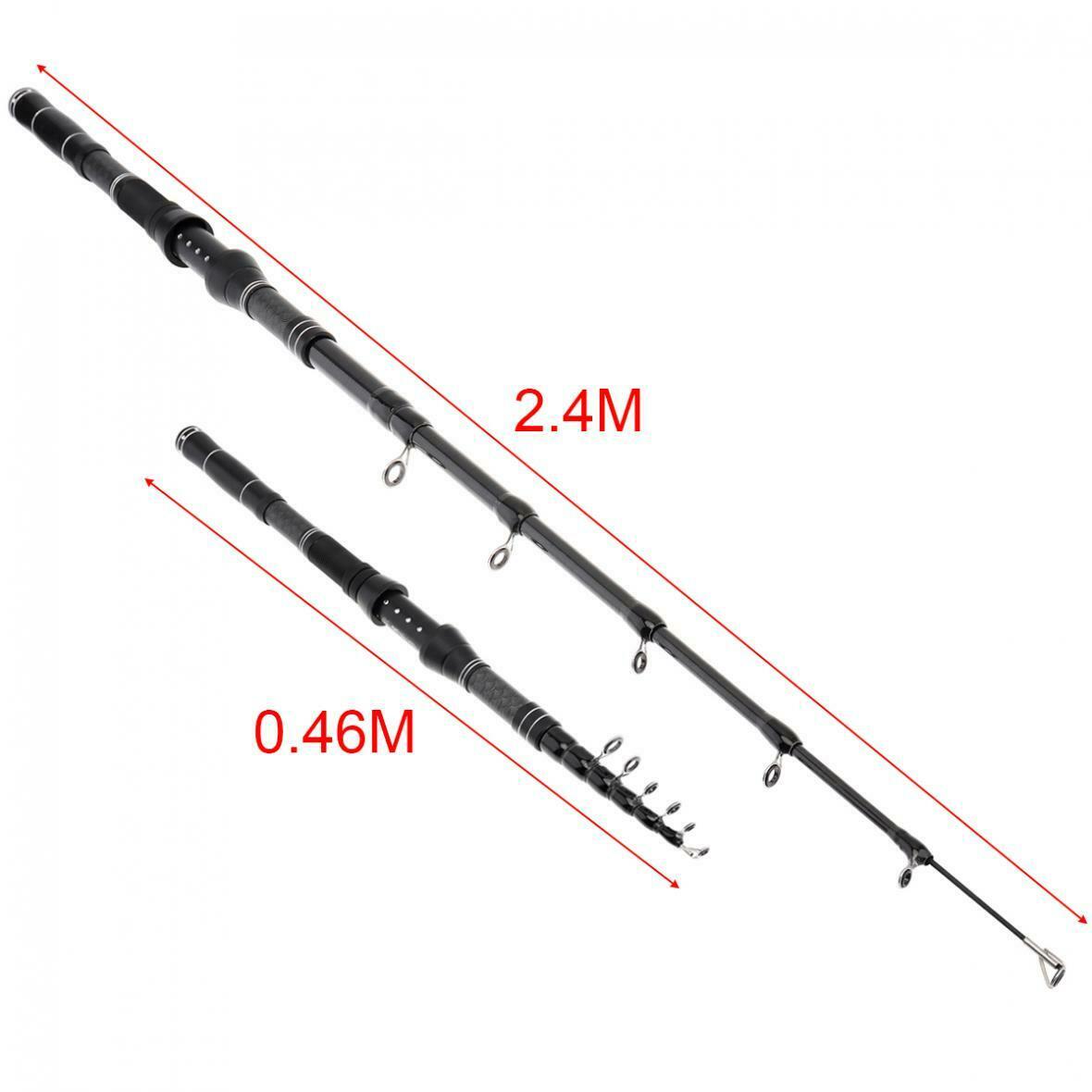 2.4m Carbon Fiber Telescopic Fishing Rods Fasten Guides Ultra Short 8 Section