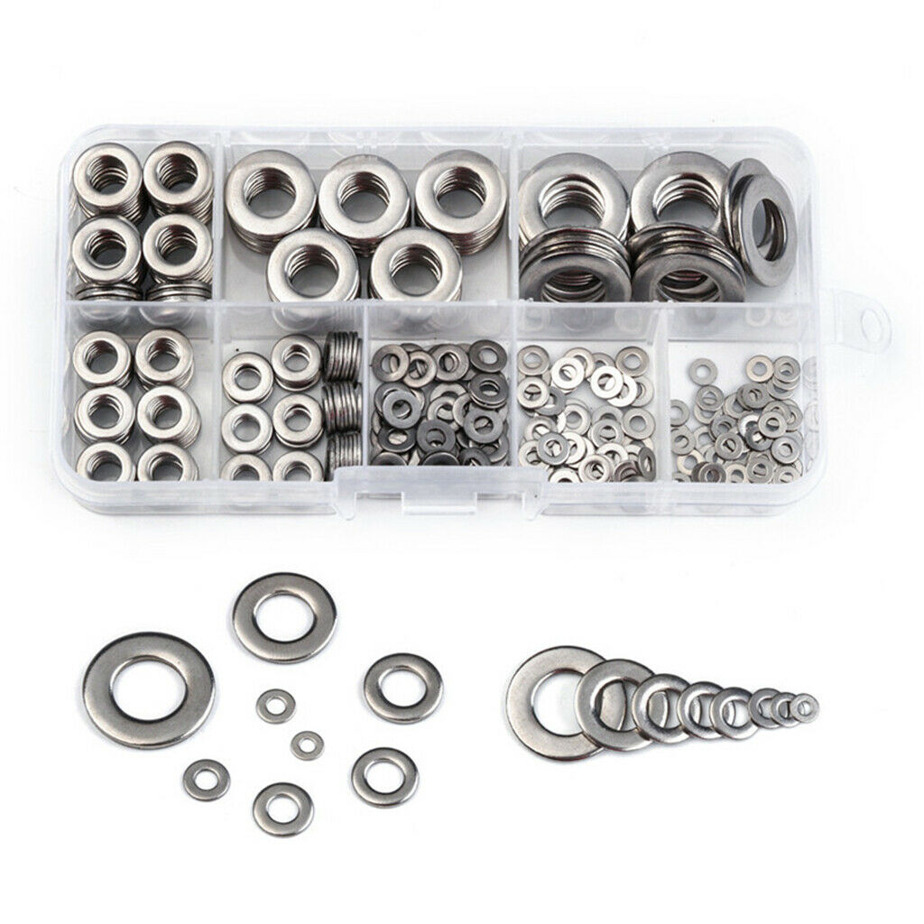 360ASSORTED PIECE STAINLESS STEEL M2 M2.5 M4 M5 M6 M8 M10 FORM A FLAT WASHER KIT