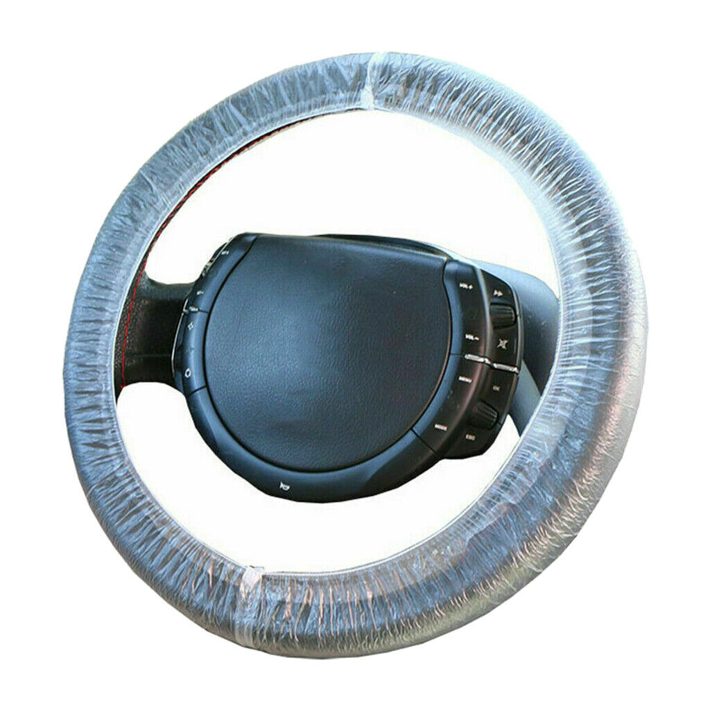 Set of 100 Disposable Steering Wheel Covers White Wheel Anti-dust Clear for