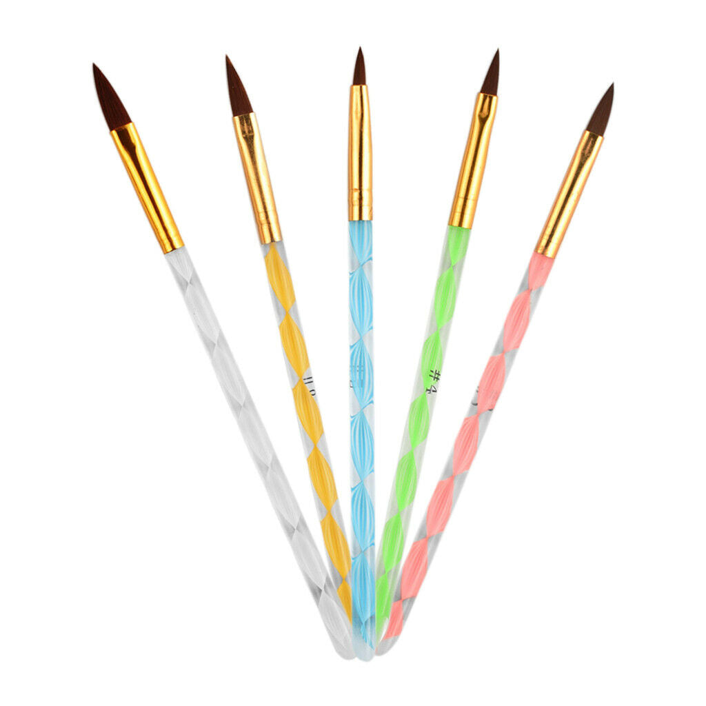 5 lot Thread Acrylic Nail Art Brush Carving Drawing Painting Liner Pen Tool