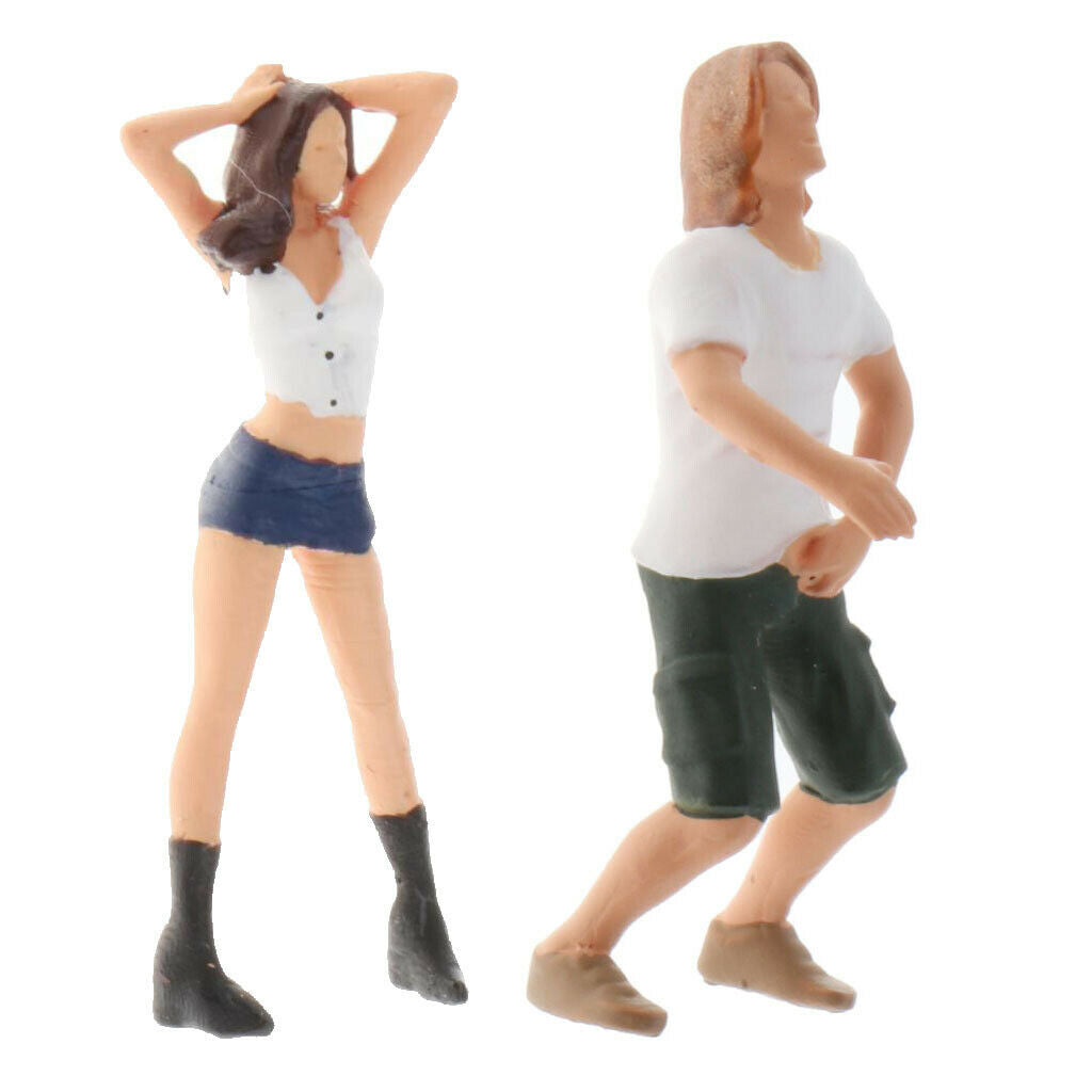 2x 1/64 Painted Street Scenario People Figures Men Women Building S Scale