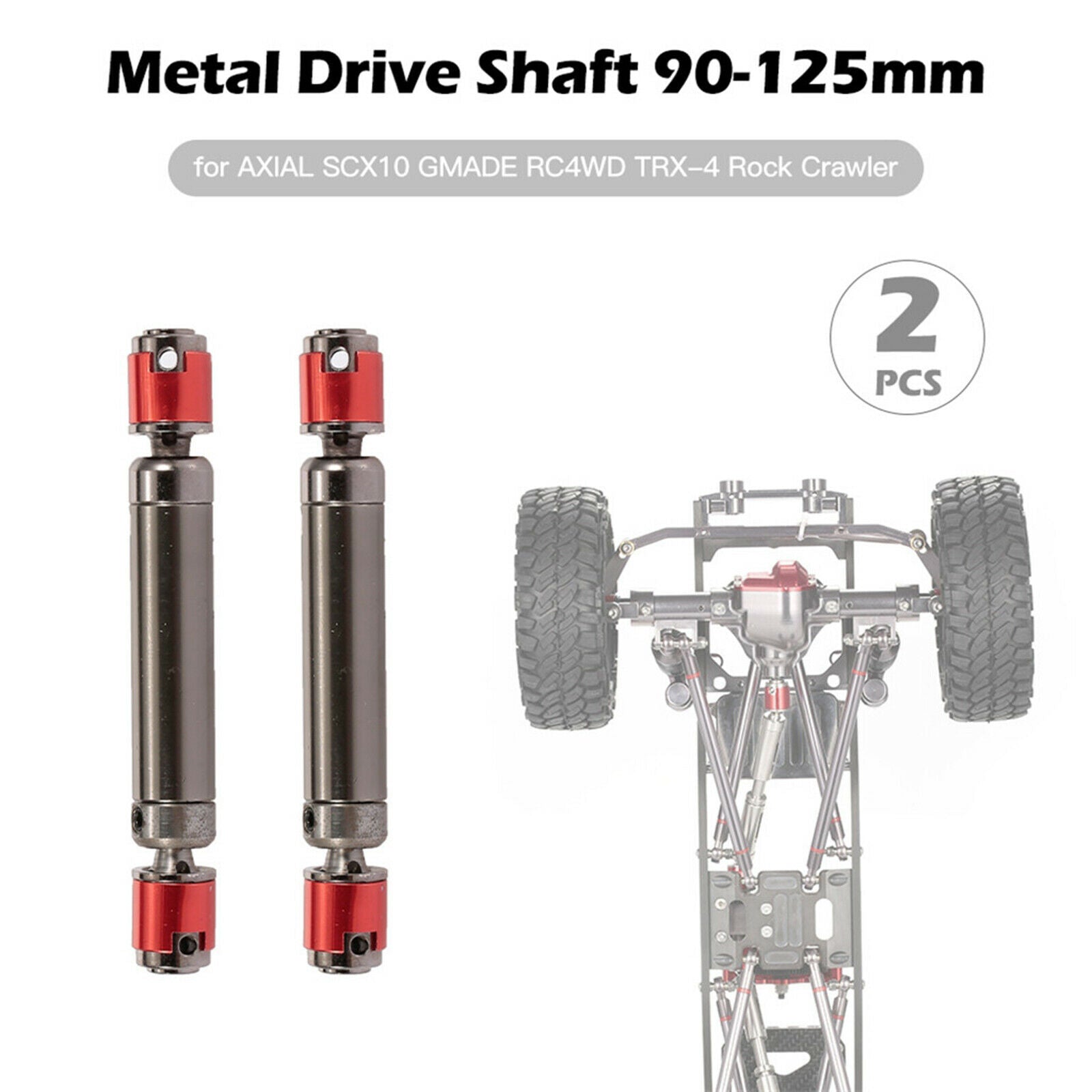 2Pcs RC Car Adjustable Drive Shaft for Most Brand 1:10 RC Rock Crawler Accs