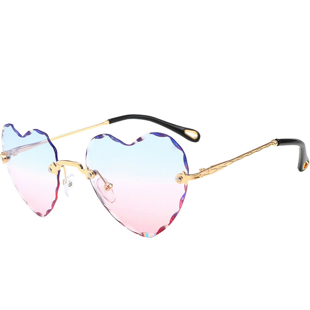 2Pcs Women Rimless Heart Shape Fashion UV400 Protection Sunglasses