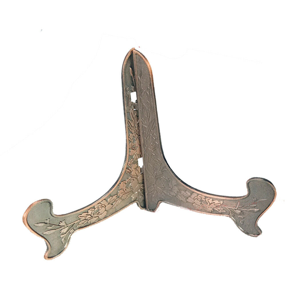 Metal Folding Plate Bowl Dish Picture Teacake Holder Easel  10cm_Bronze