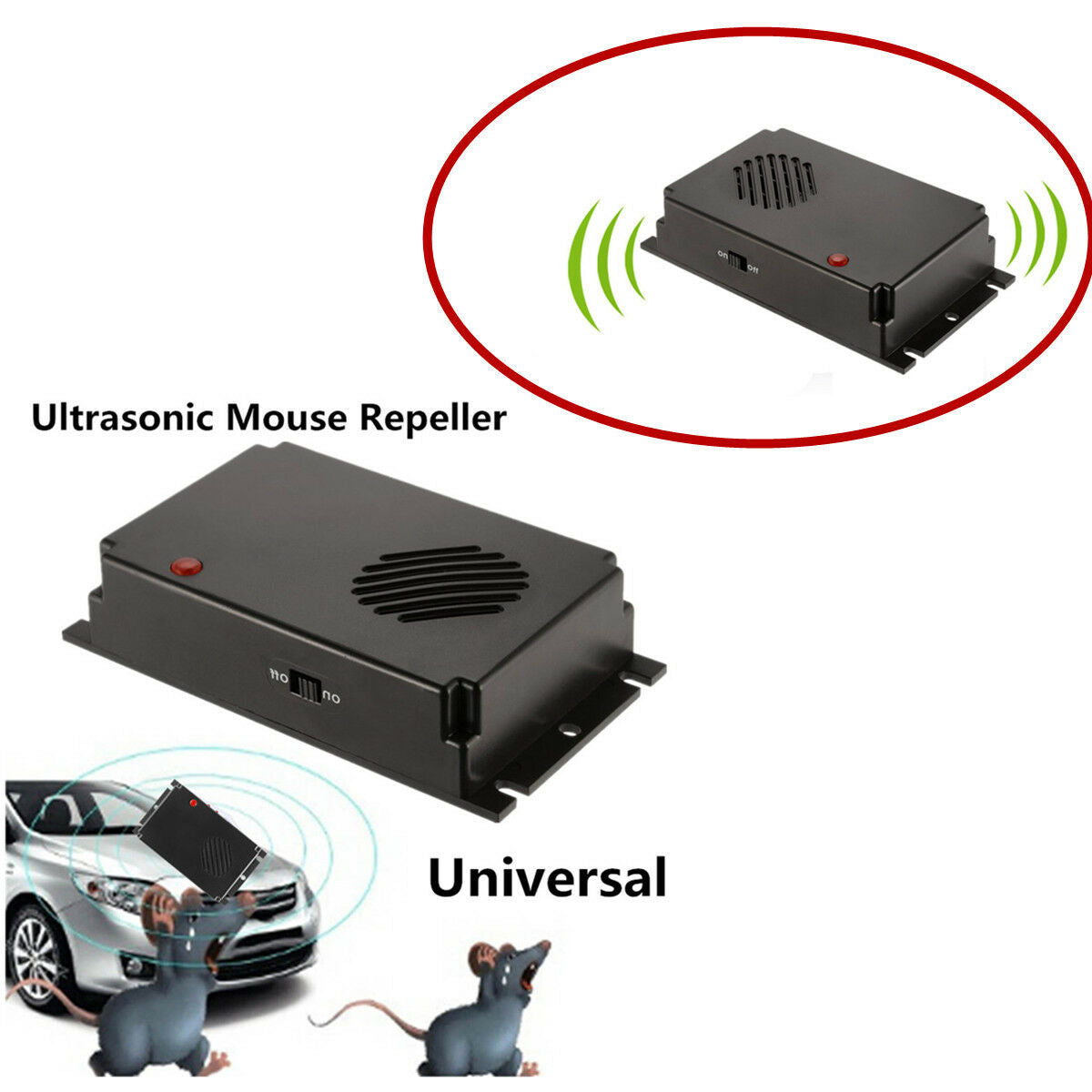6V The Vehicle Ultrasonic Rodent &Pest & Rats Repeller 4x C battery Power Supply