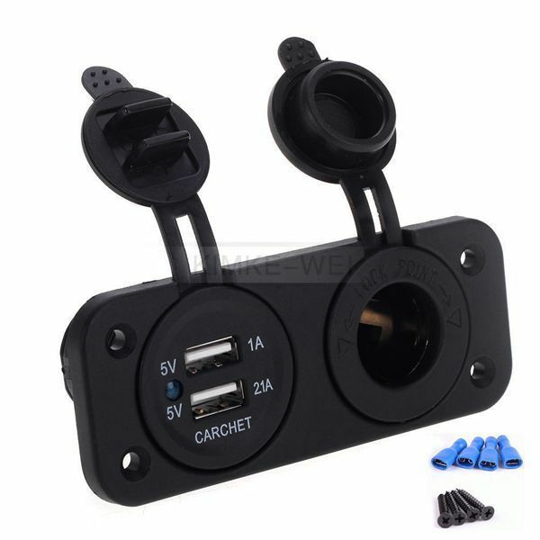 Car Auto Dual USB Adapter Cigarette Lighter Charger Socket 12V Waterproof
