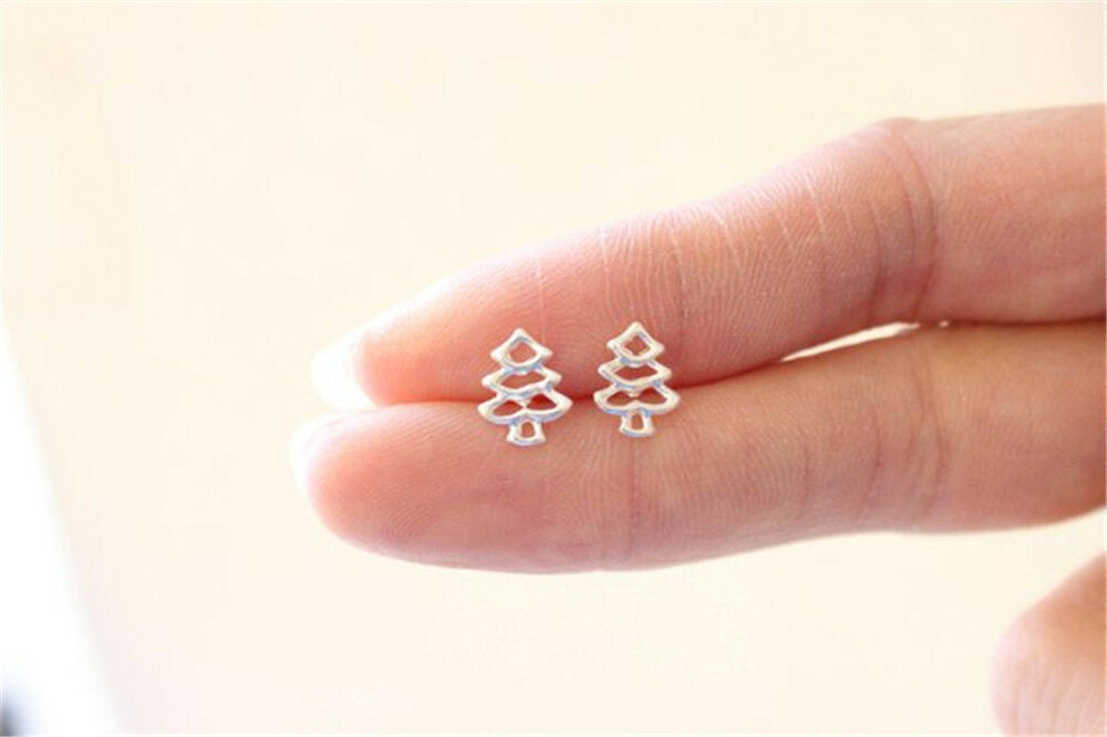 1 Pair Fashion Lovely Hollow Christmas Tree Ear Stud Earring For Women's Girl's