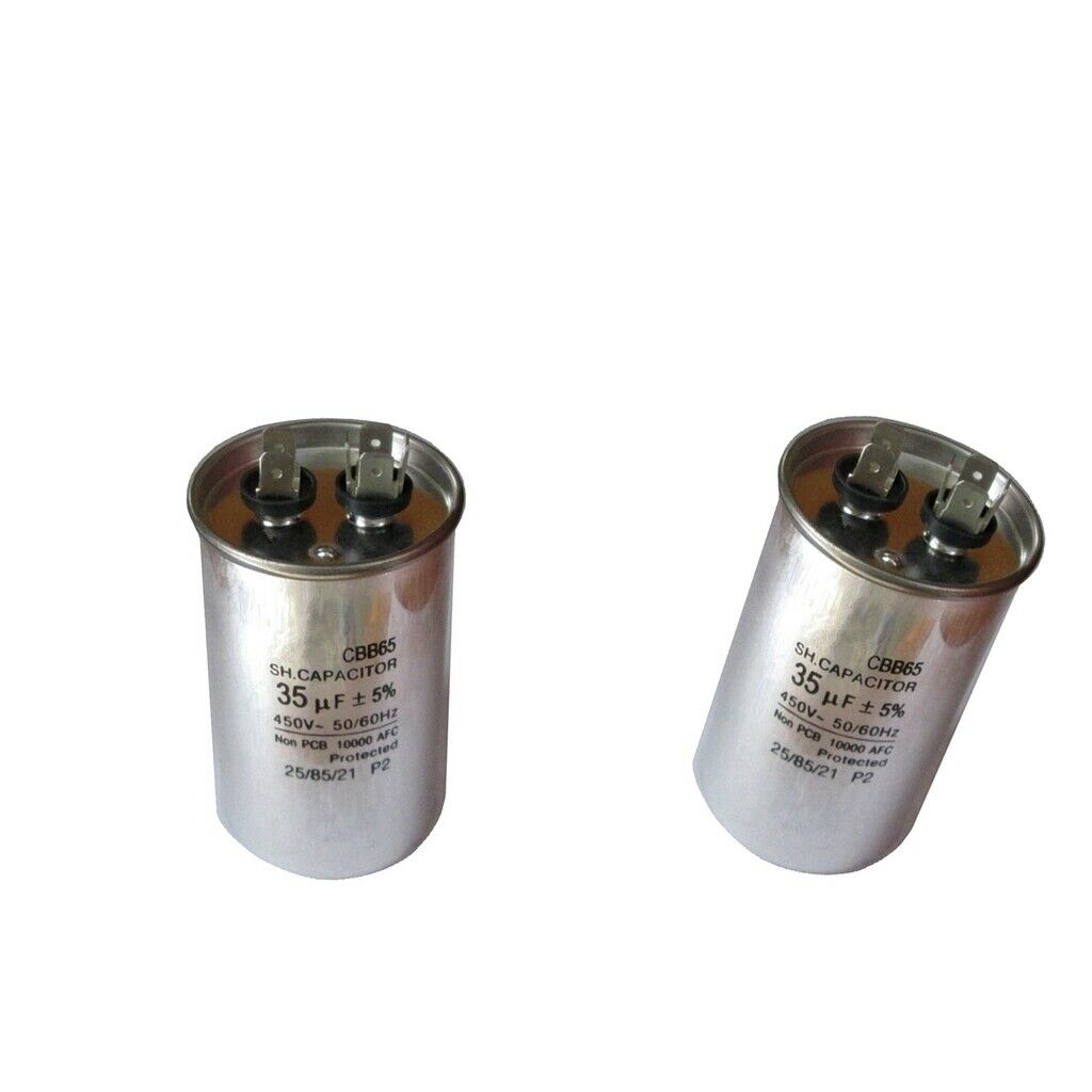 Pack of 2Pcs Waterproof CBB65 Aluminum Start Run Motor Capacitor MFD 35UF 450V