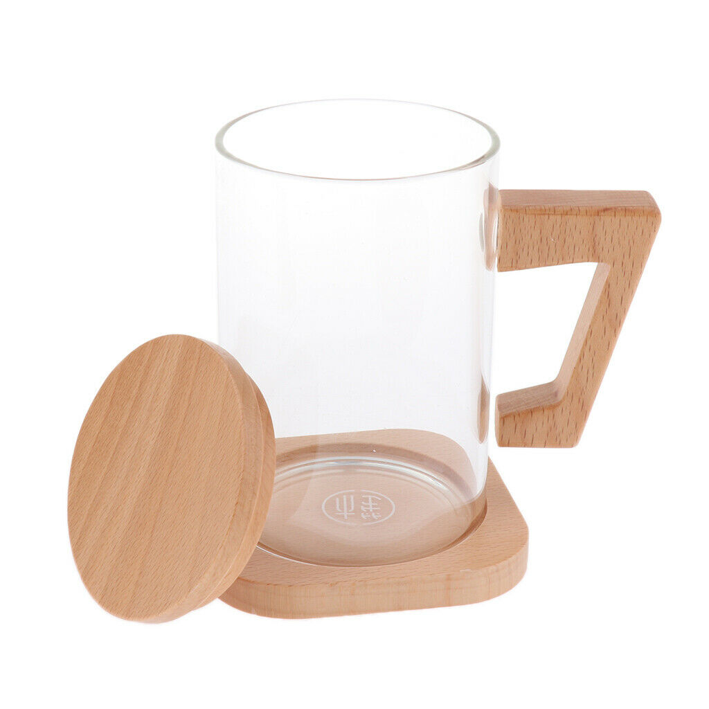 Glass Cup Handmade Coffee Tea Beer Juice Milk Mug Drink  Type2 Ligth Wooden