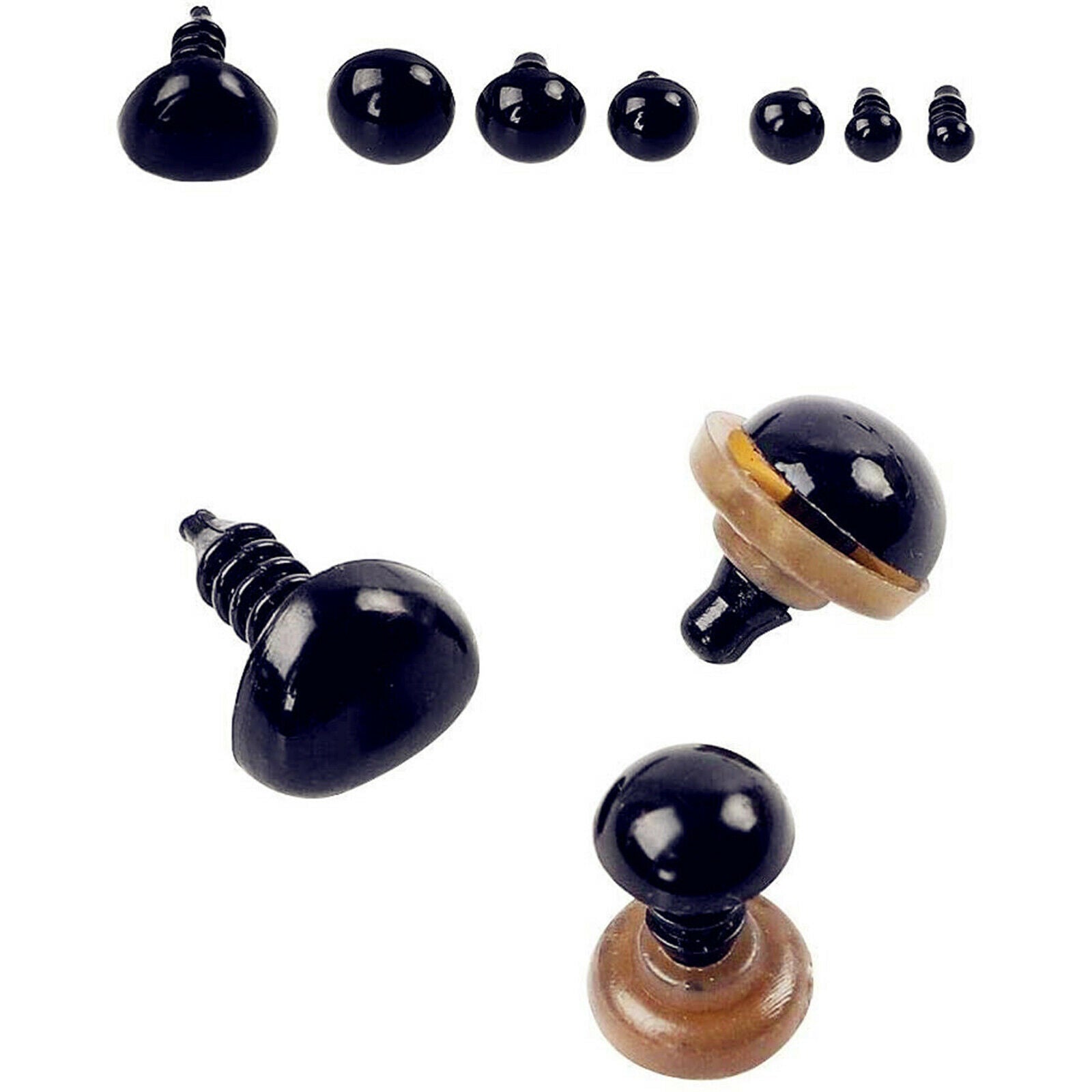 Safety Eyes Noses with Washers for DIY Making Animal Toys Projects Black