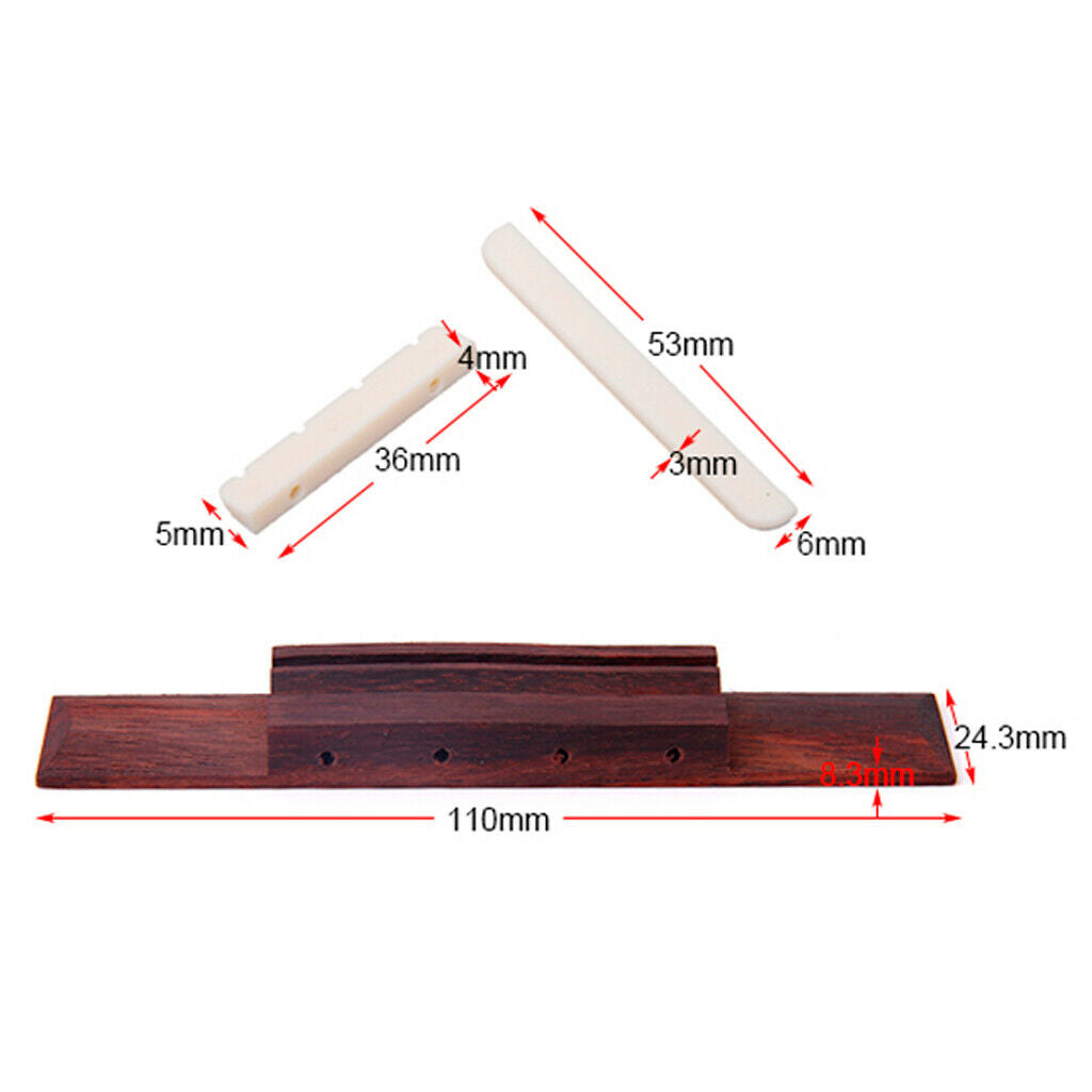 4 Sting Rosewood Bridge & Nut And Saddle Set For Ukulele