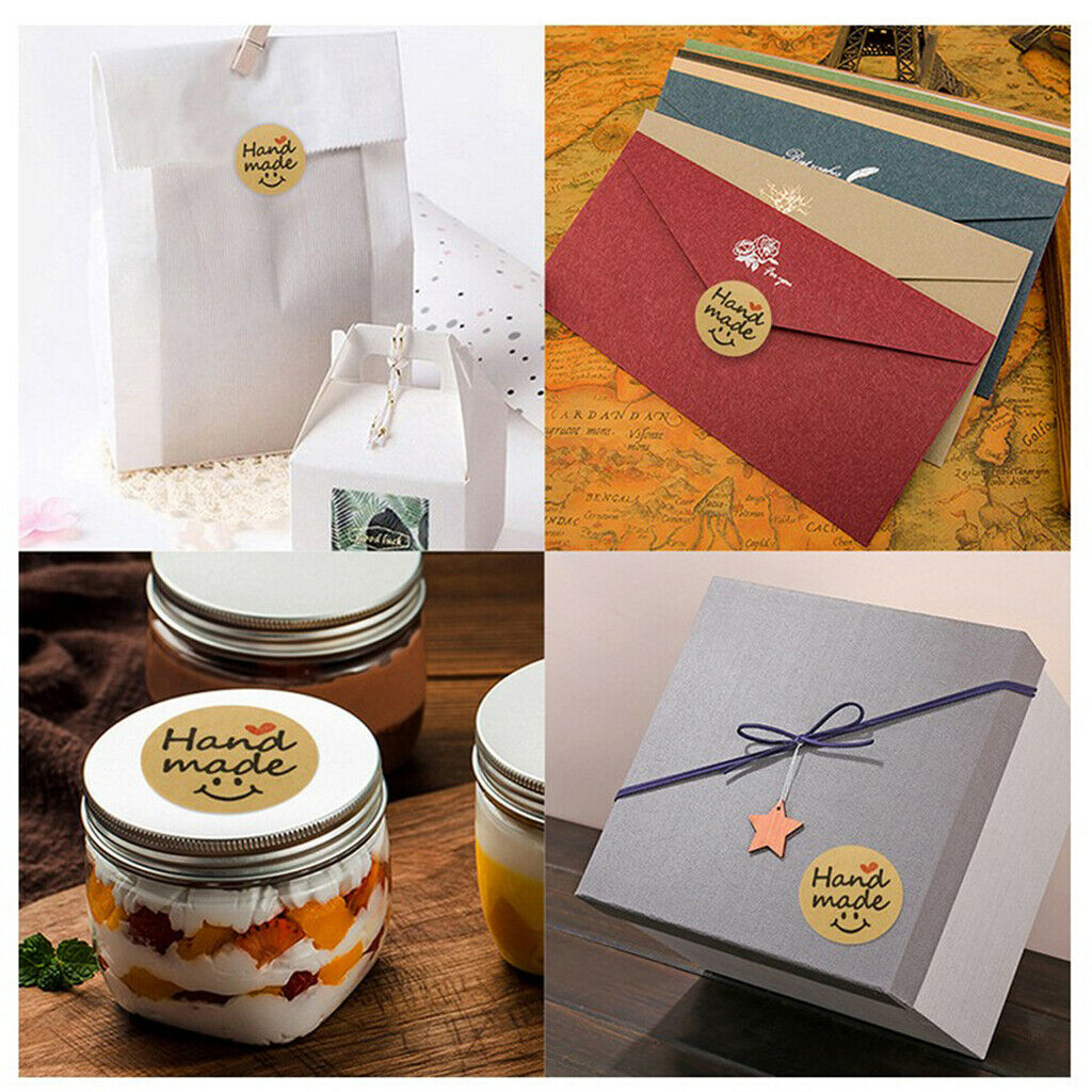 500x Kraft Paper Stickers Handmade Sticky Labels Gift Seals Decals Decors