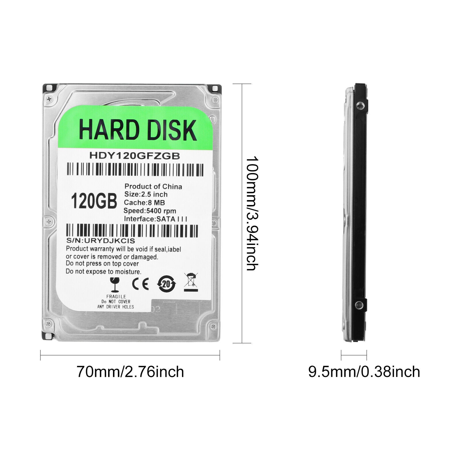 3X 2.5 Inch Hard Disk HDRD DISK SATA 8MB Cache 5400RPM HDD for Desktop PC 120GB