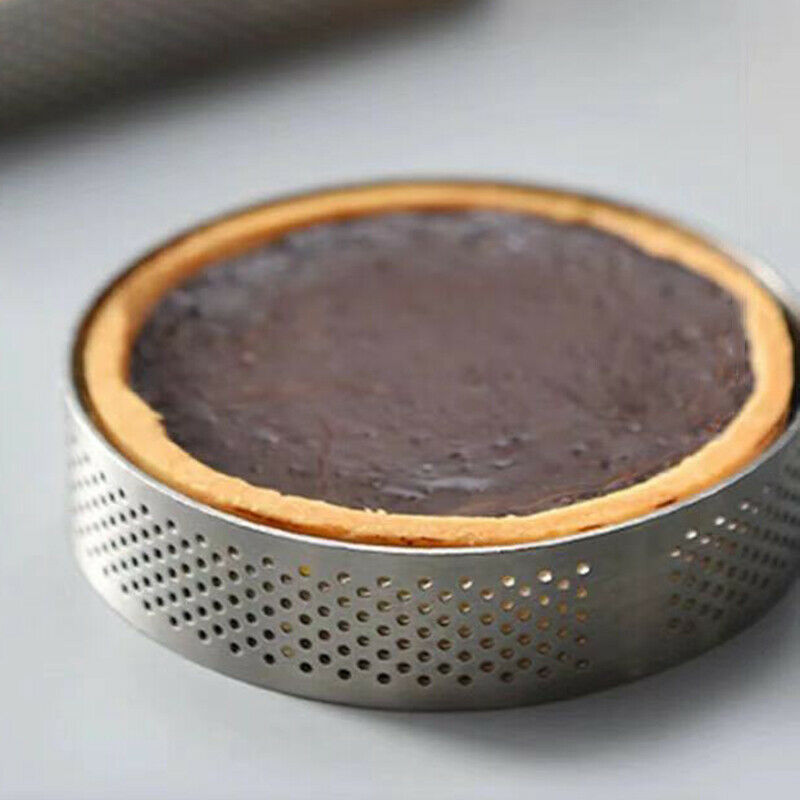 Round Perforated Stainless Round Tart-Ring Mousse Cake Ring Kitchen Tool 8cm HN