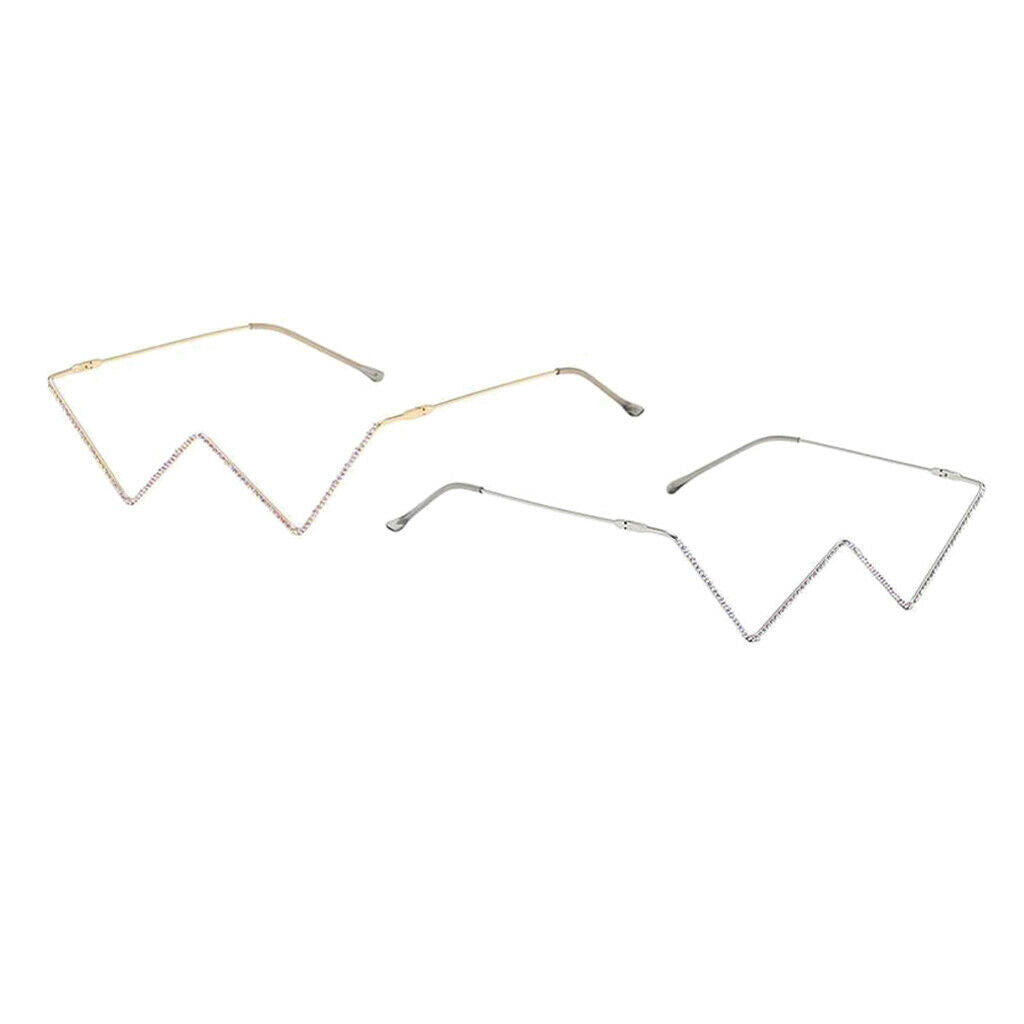 2PCS Eye Glasses Decorative Small Metal Frame Sunglasses Lensless Designer