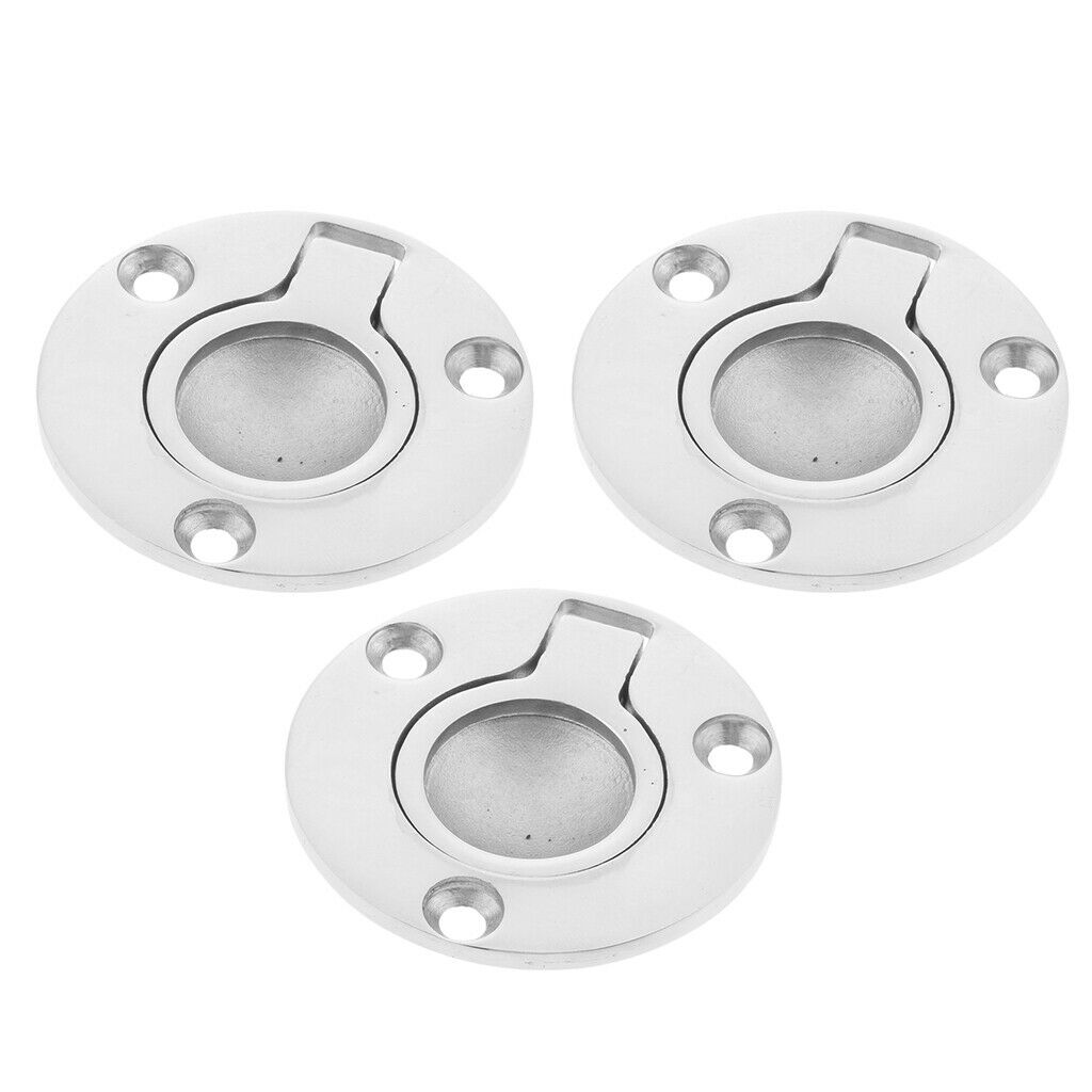 3Pcs Boat 316 Stainless Steel Flush Lift Ring / Hatch Pull Handle 50mm 2"