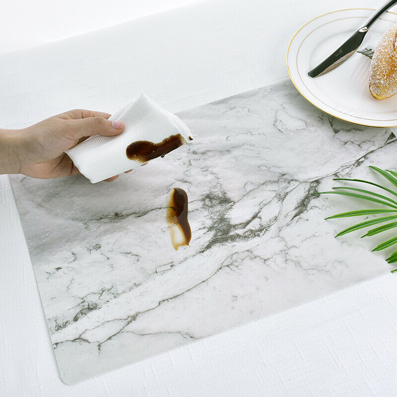Placemats Set Of 2 Kitchen Dining Waterproof Vinyl Marble Table Mats Waterproof