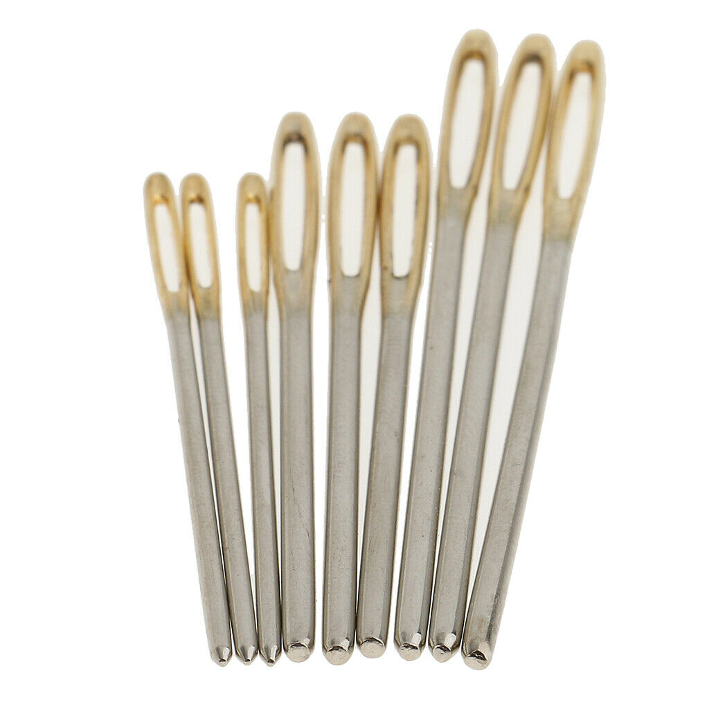 9Pcs Stainless Steel Hand Sewing Yarn Darning Tapestry Needles & 1Pcs Crochet