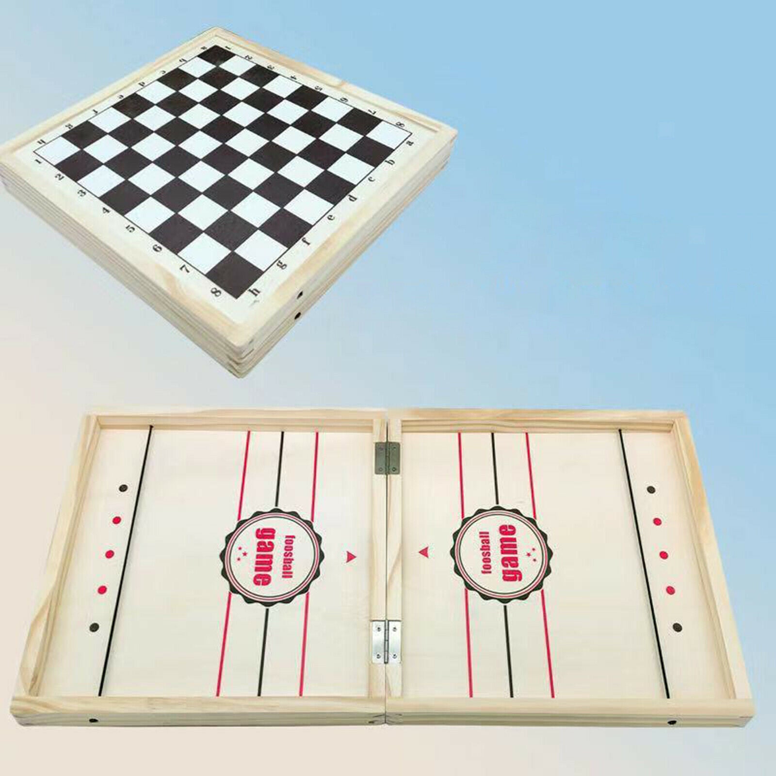2 in 1 Set Folded Fast Sling Puck Game Wooden Chess for Family 24x12inch