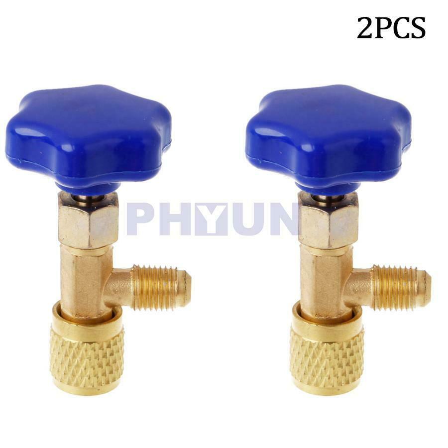 2pcs Car AC Refrigerant Brass Tap Valve Adapter Refrigerant Opener 1/2" Thread