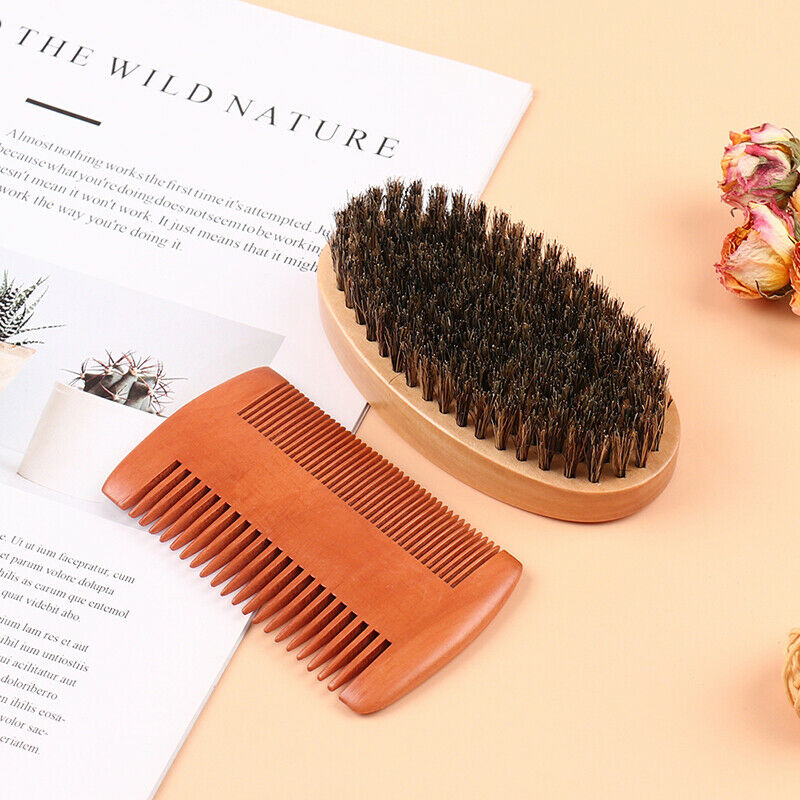 2Pcs/Set Beard Brush Set Double-sided Styling Comb Repair Modeling Cleani.l8