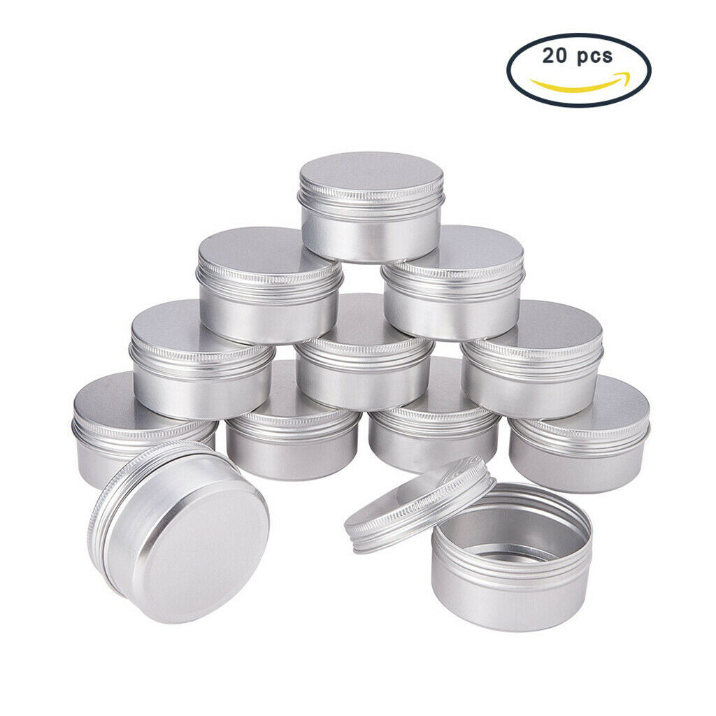Aluminium Tin Jars, 20x 80ml Runde Aluminium Tin Cosmetic Container with Lid