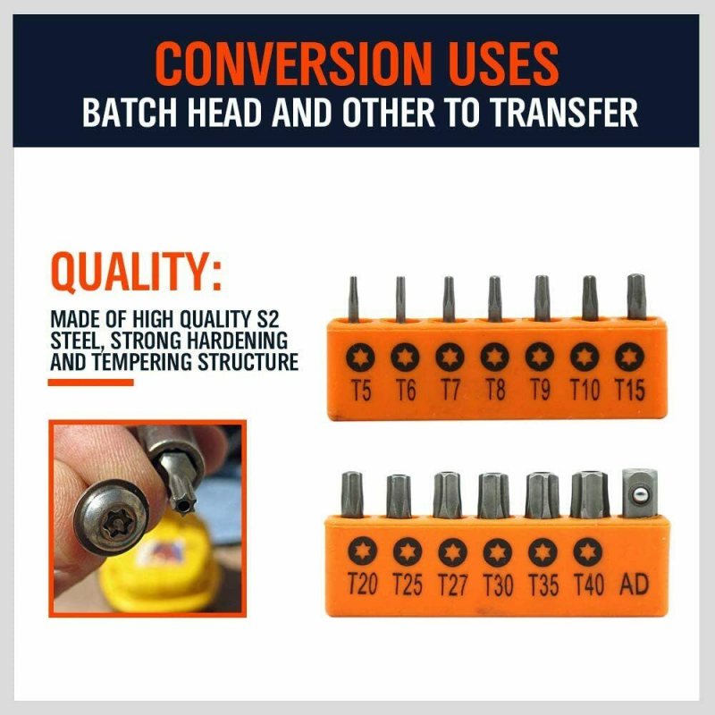 14Pcs S2 Steel Tamper-Proof Star Drill Bit Safety Plum-Shaped Drill Bit Set