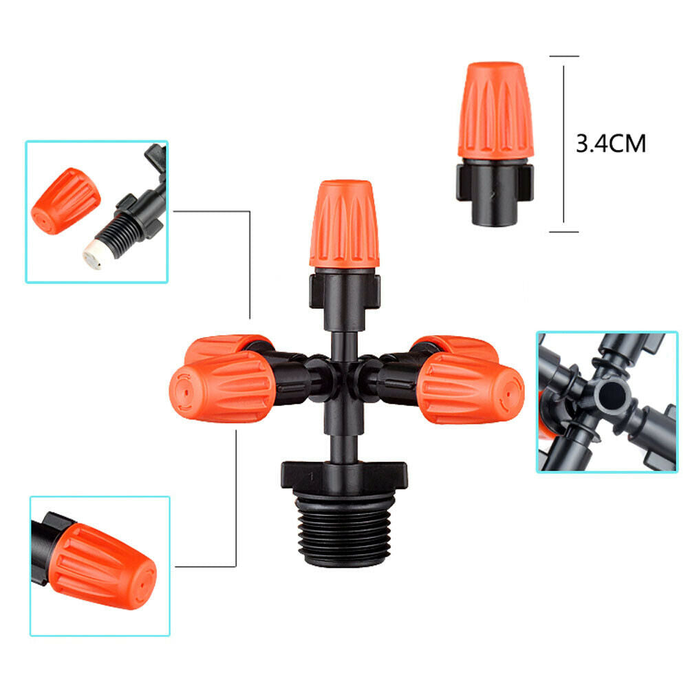 5-Head Cross Micro Sprinkler Garden Tool Irrigation Spray Nozzle Watering US