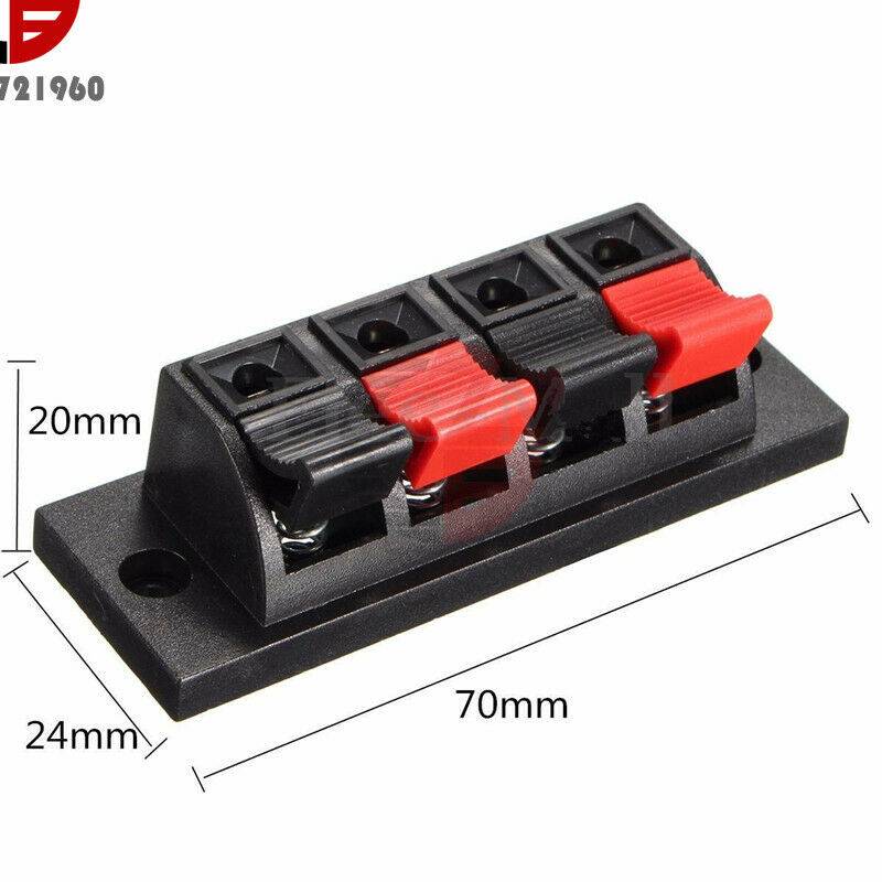 5PC 4 Way Stereo Speaker 4 Pin Terminal Push Release Connector Plate Strip Block