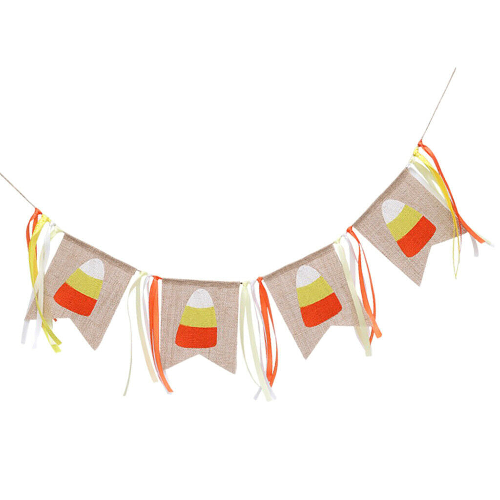 Candy Corn Ribbon Banner Thankgiving Day Halloween Fall Autumn Harvest Decor