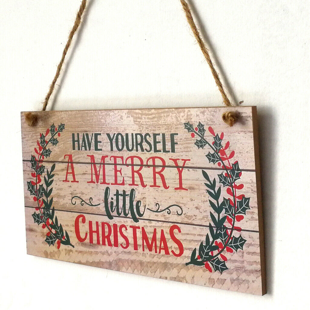 Wooden Plaque Rustic Style Merry Christmas Holidays Greetings Celebrate Sign