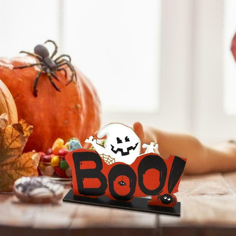 Halloween BOO Ghost Wooden Desktop Ornaments Creative Decor for Home Indoor