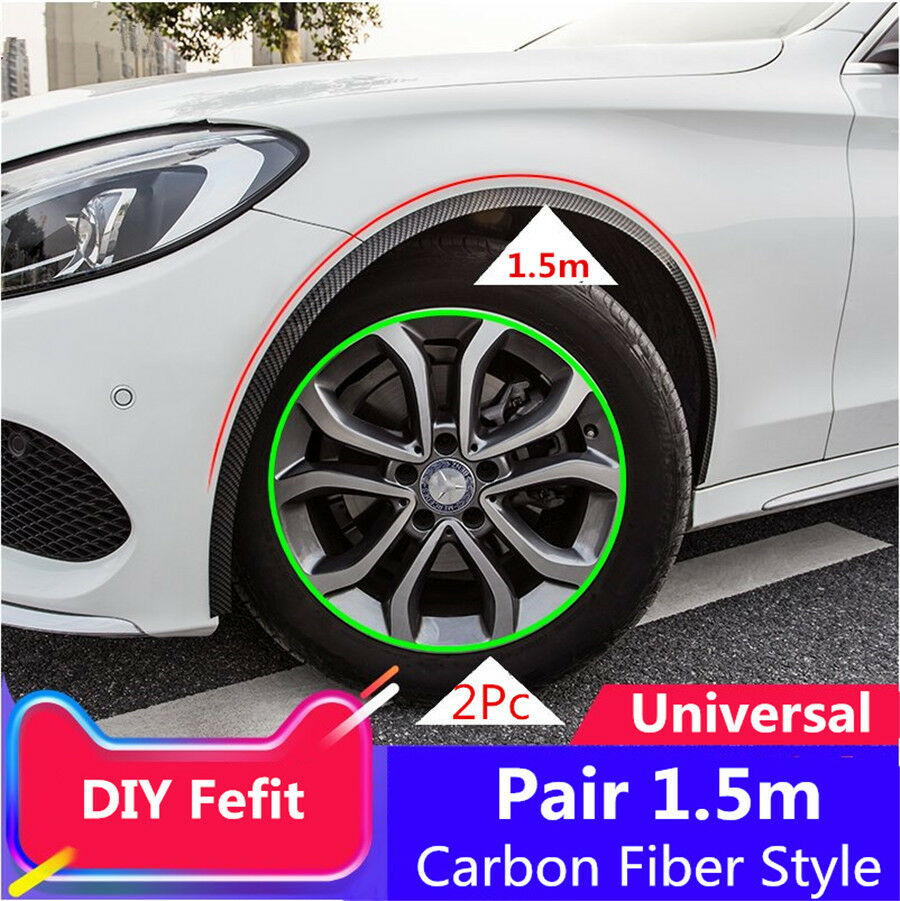2Pcs 150cm Carbon Fiber Color Rubber Car Fender Flare Wheel Eyebrow Protectors