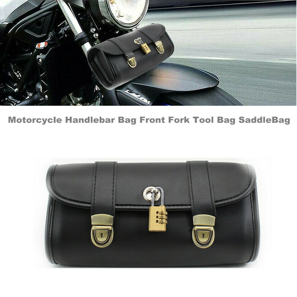 Motorcycle Handlebar Bag Front Fork Tool Bag SaddleBag Storage Pouch Luggage PU