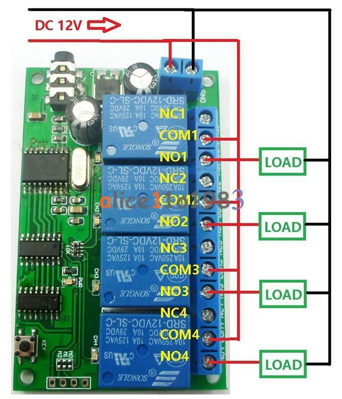 AD22B04 12V 4CH MT8870 DTMF Tone Signal Decoder Relay Phone Remote Control PLC