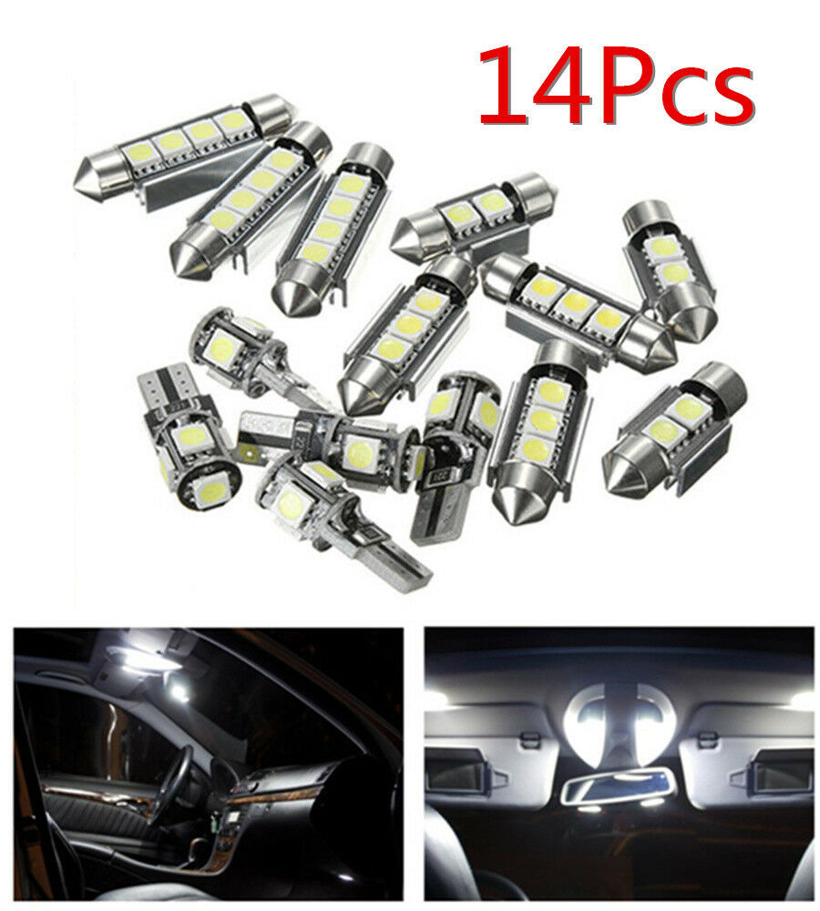 14X White Car LED Interior Dome Map Reading Trunk Bulb License Plate Light Kit