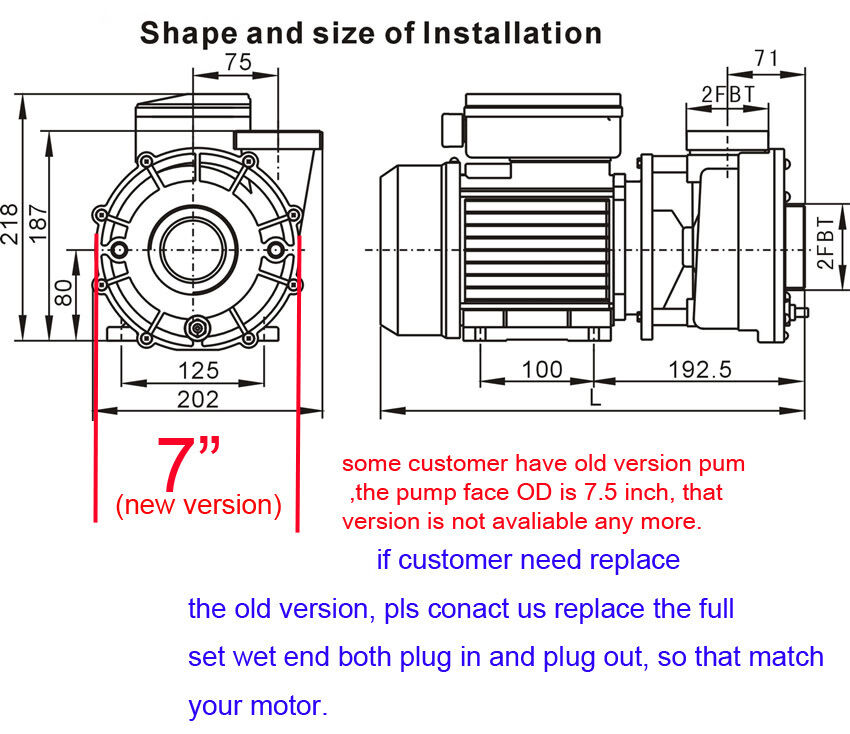 Spa Pump Wet End boday only forLX LP200