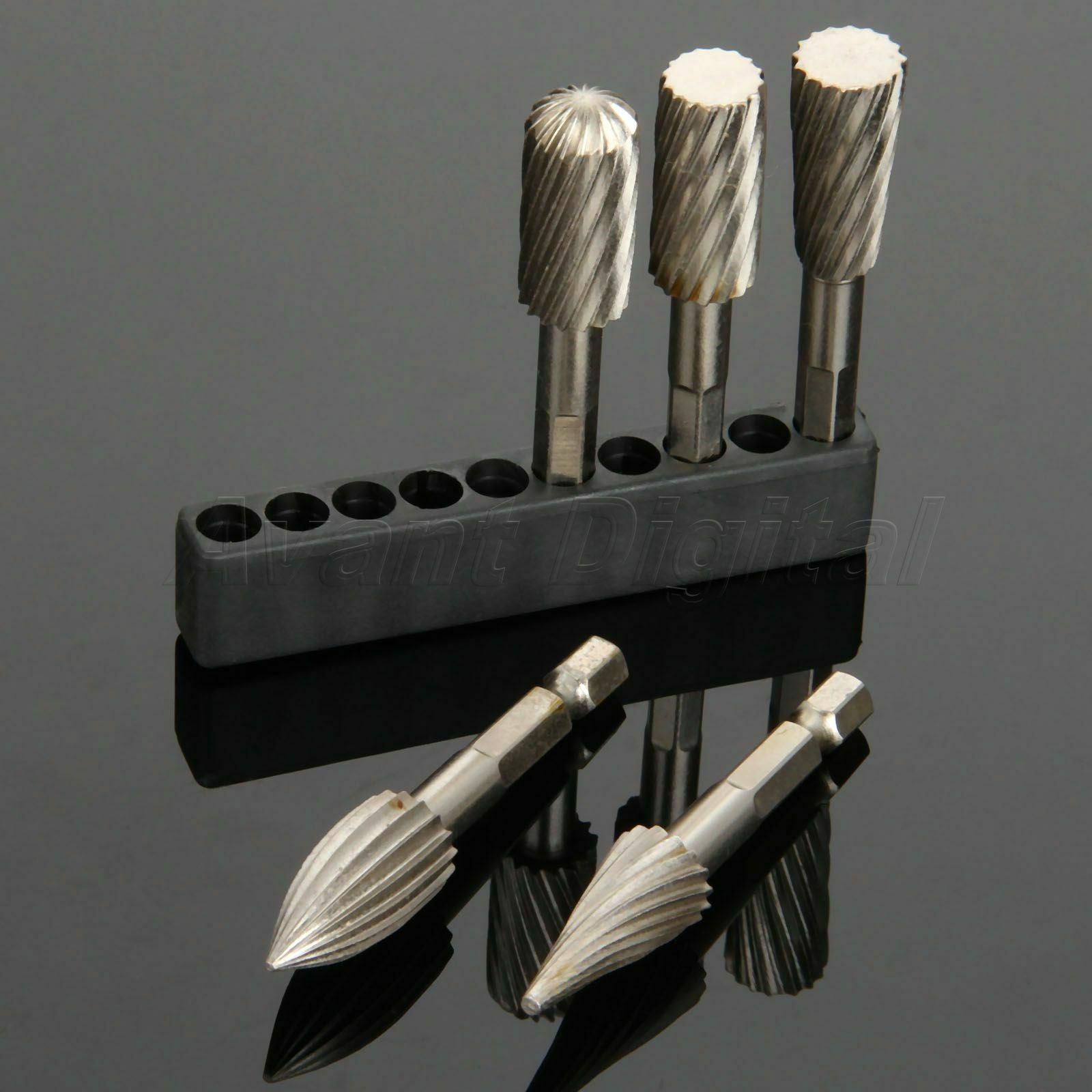 5pc 13mm Head Carbide Rotary Burr Tool Grinder Bit 6.35mm Shank Kit High Quality