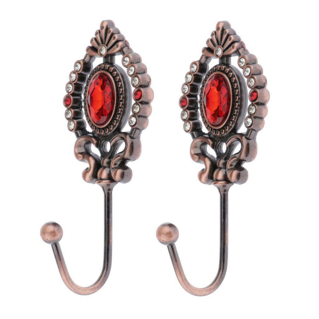 2x Crown-shaped Curtain Tieback Hooks European Style Clothes Hanger Copper